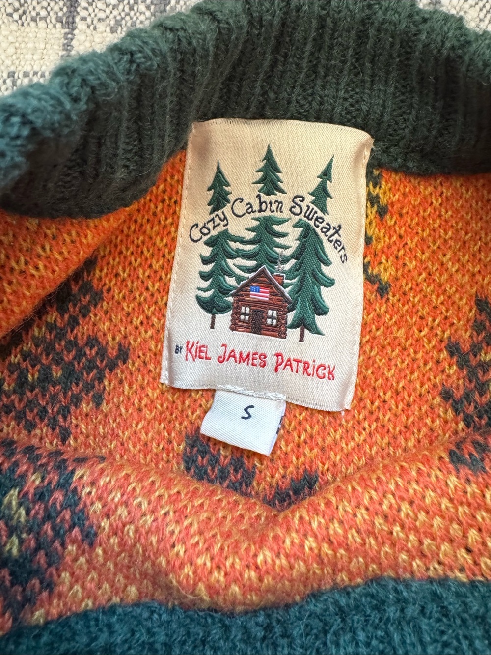 Kiel James Patrick KJP The Big Cozy Leaf Fall Sweater Green NWT - Picture 7 of 8